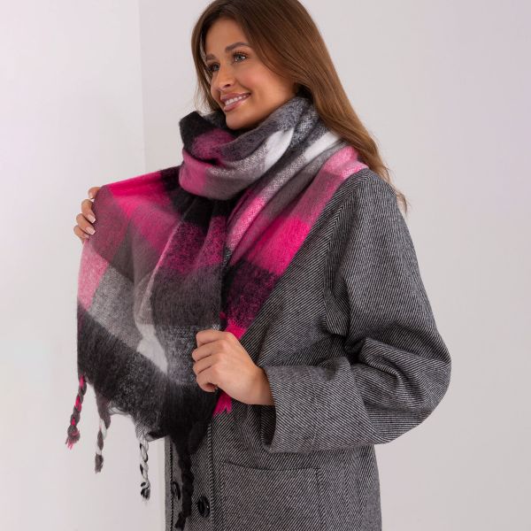 Wool Fashion suuri ruutuhuivi pinkki-2