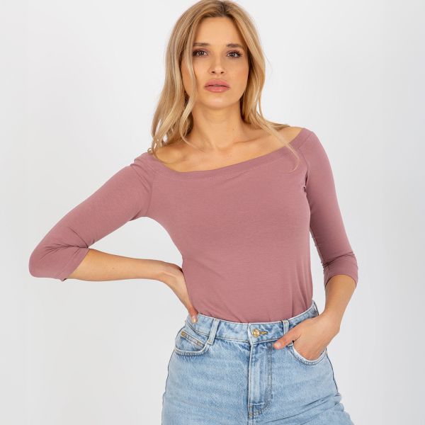 Basic Live Off Shoulder paita vanha roosa