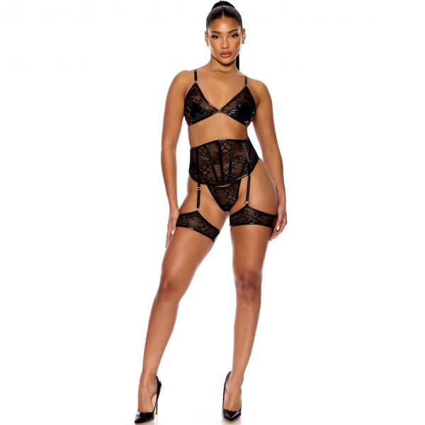 Forplay Waist Cincher alusasusetti 3 osaa musta-3