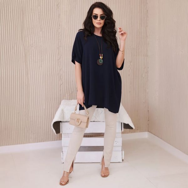 Kesi Solly oversize paita korulla navy-2