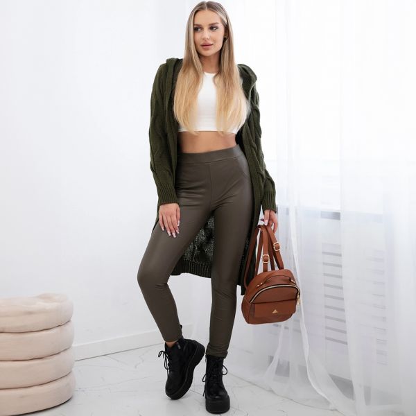 Kesi Zaina hupullinen neuletakki khaki-3