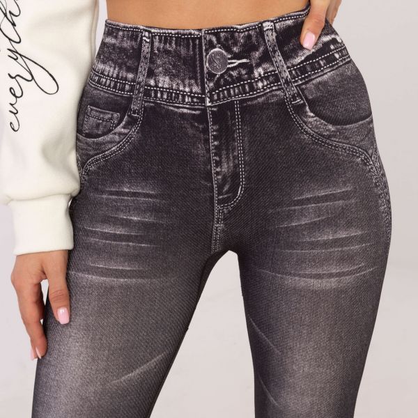 Trendy.ing Jeanslook leggingsit musta-8