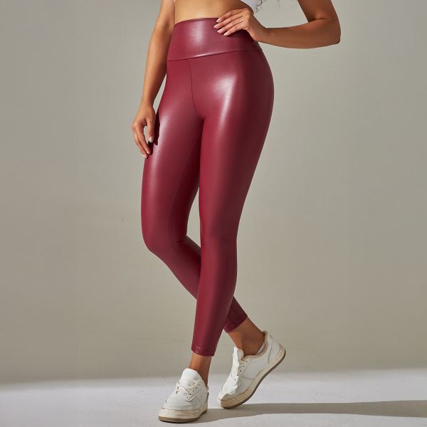 Otos Leatherlook leggingsit burgundi-3