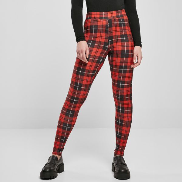 Urban Classics Soft AOP Leggingsit redcheck-1