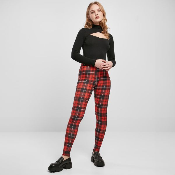 Urban Classics Soft AOP Leggingsit redcheck-5