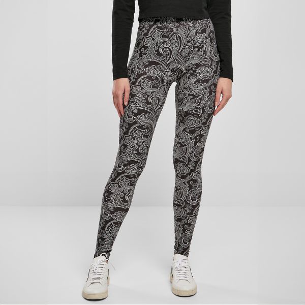 Urban Classics Soft AOP Leggingsit blacknewpaisley-1