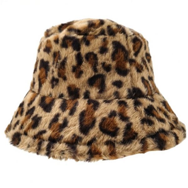 Fuzzy bucket hattu ruskea leopardikuvio